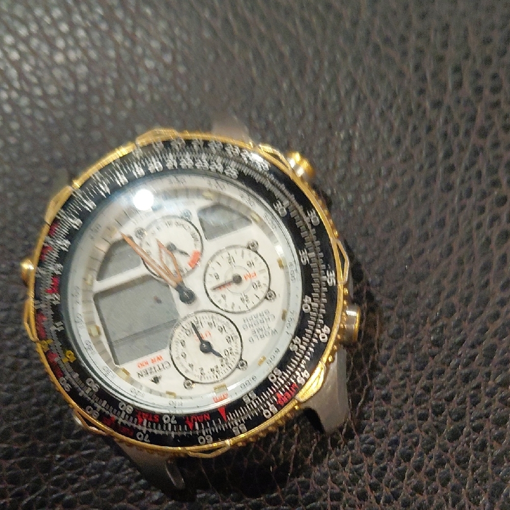Gold and Black Chronograph Watch